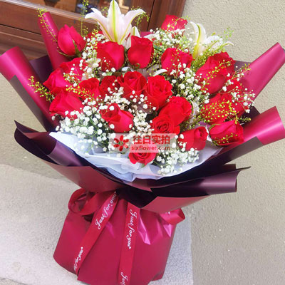 防城港30朵红玫瑰百合，做你余生故事里的人