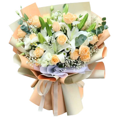 防城港19朵香槟玫瑰百合，你是我的真爱