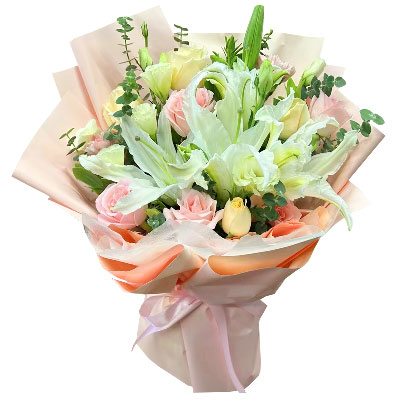 防城港10朵玫瑰百合混搭，爱是难忘时刻